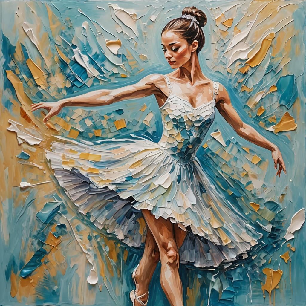 Water Ballerina in Impasto Painting Style