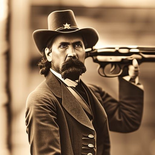 Sepia Lithograph: 1860s Gunfighter Portrait