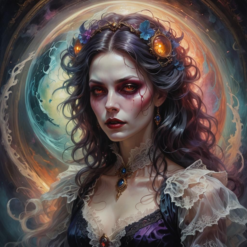 Vampiress in Orb: Ethereal Fantasy Portrait