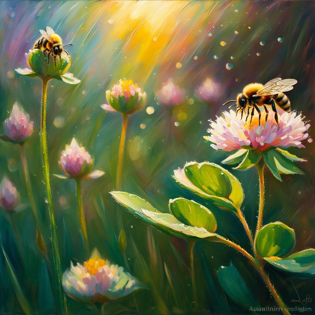 Bee on a Flower (Impressionism) 241028