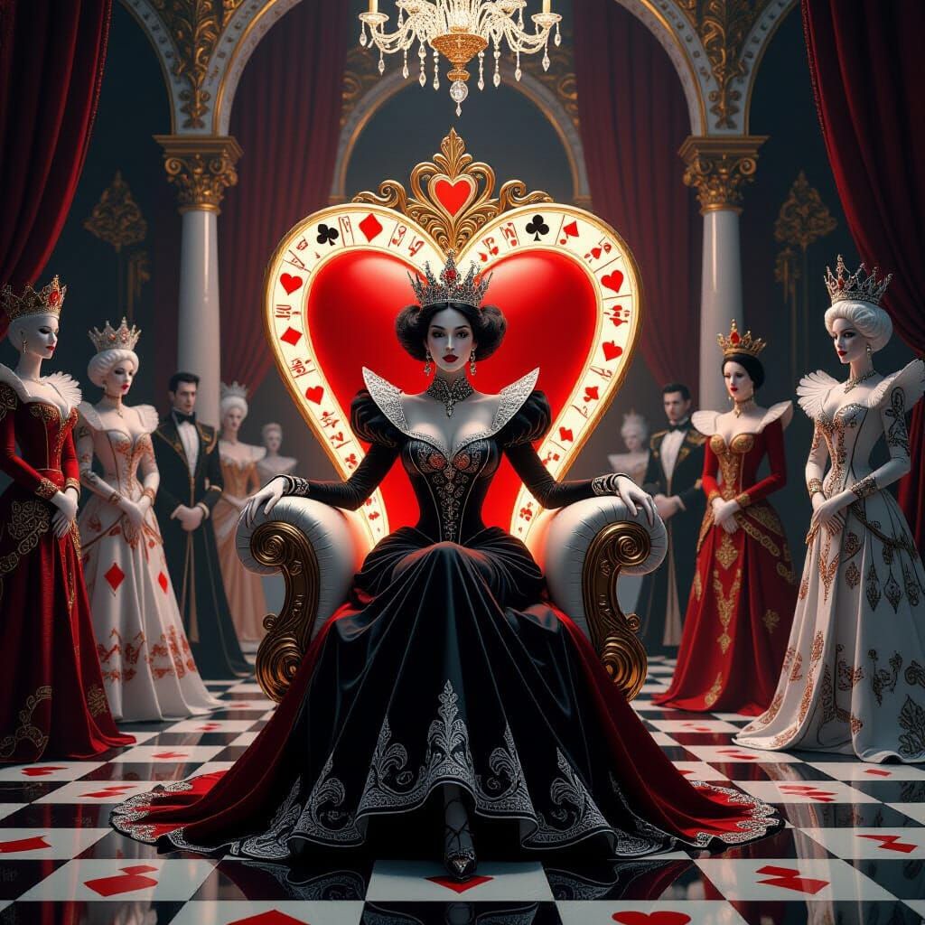 Surreal Card Suit Kingdom with Queen of Hearts