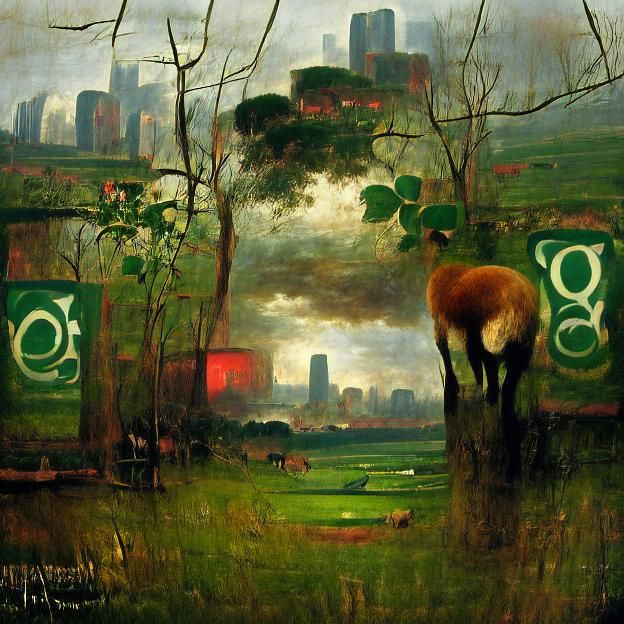Overgrown Dystopian City Inspired by George Inness