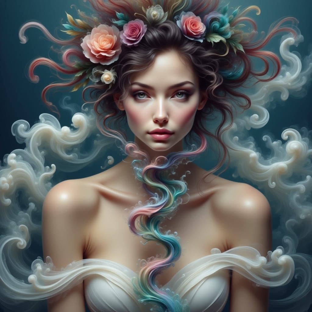 Surreal Tentacle Portrait in Dark Biomechanical Style