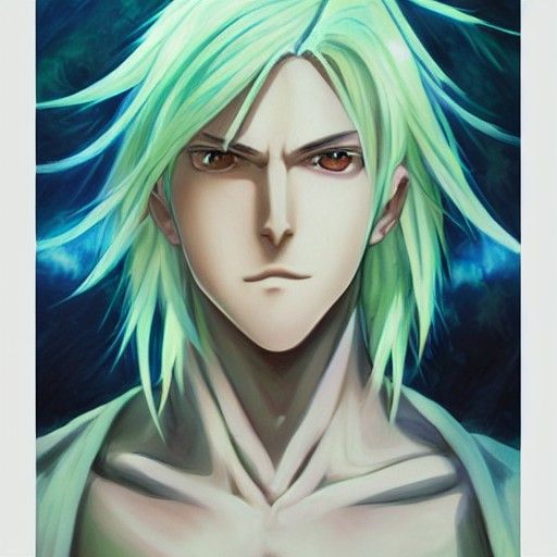 Handsome Anime Man Portrait in Oil Painting Style