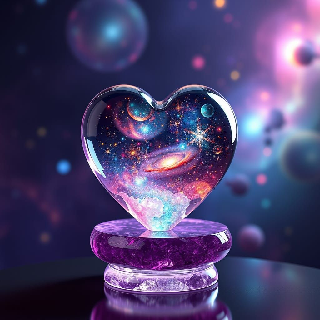Stunning Cosmic Heart in a Vibrant, Enchanted Space