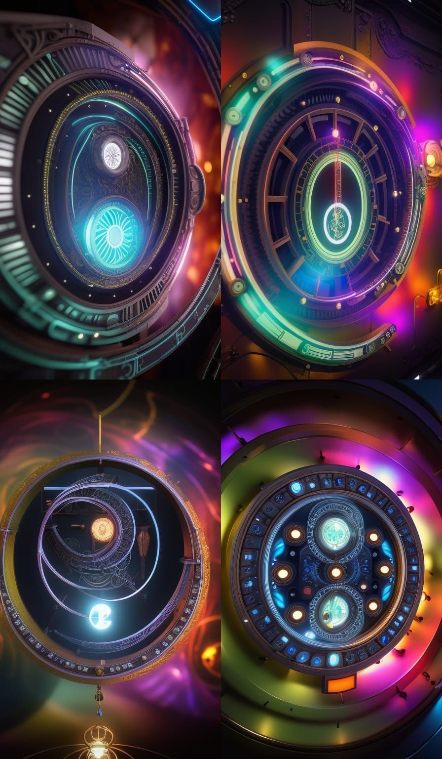 Steampunk Stargate to Cosmic Wormhole in Astral Illustration