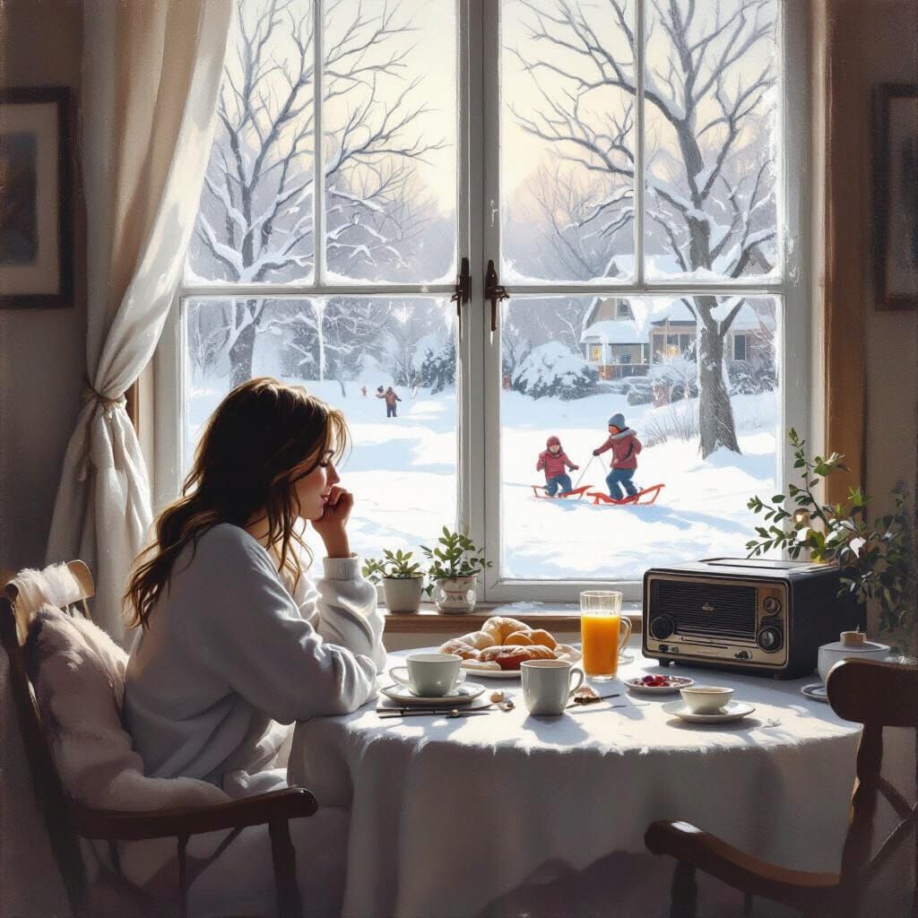 Cozy Home Scene in Soft Oil Painting Style