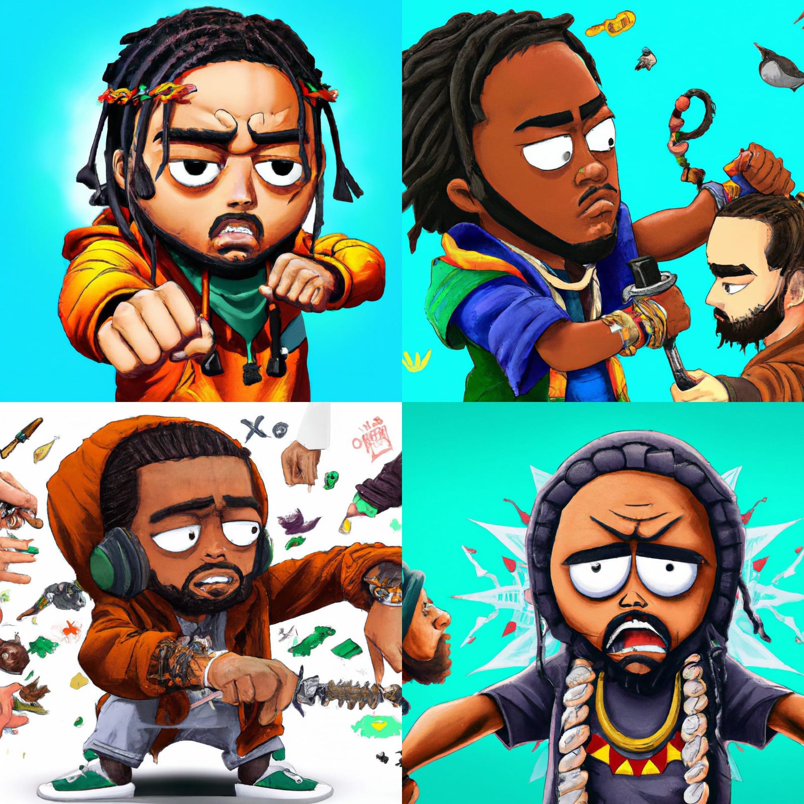 Cartoon Boxing Match in Vintage Style