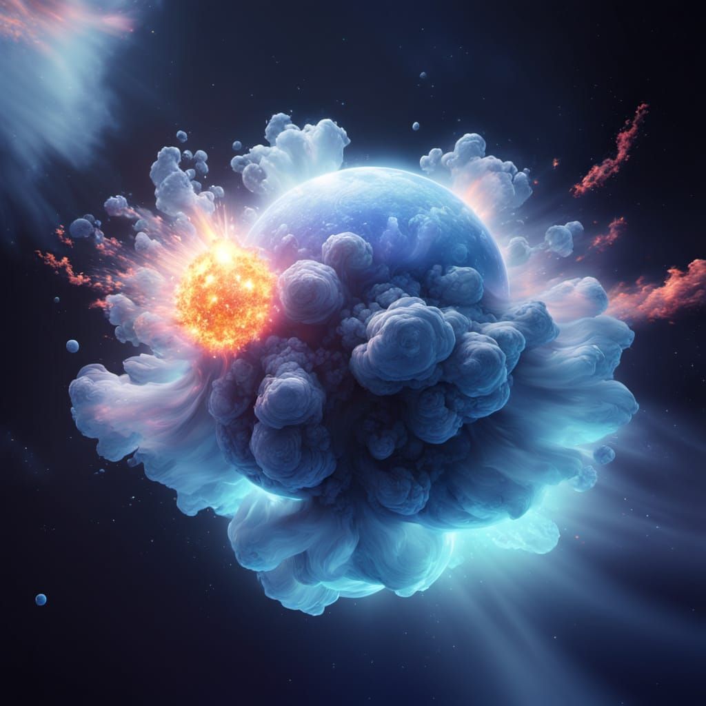 Planetary Collision in Explosive Sci-Fi Art