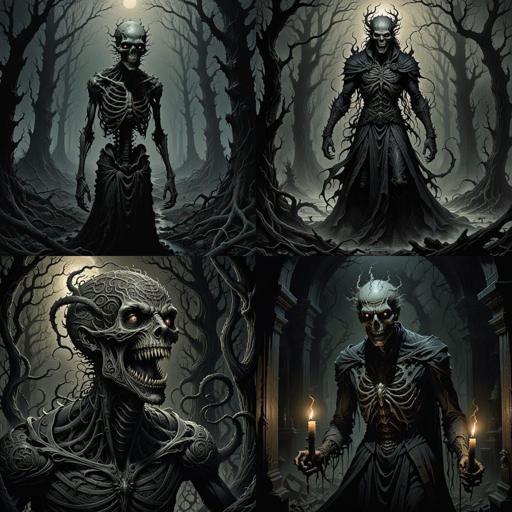 Surreal Horror Beast Unfolds with Twisted Body and Spiraling...