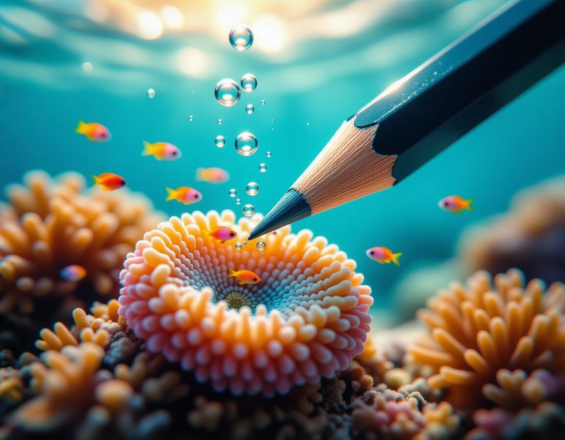 Pencil Metamorphosis. Macro photography. A detailed close-up...