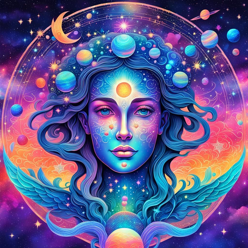 Cosmic Mother's Day Holographic Illustration