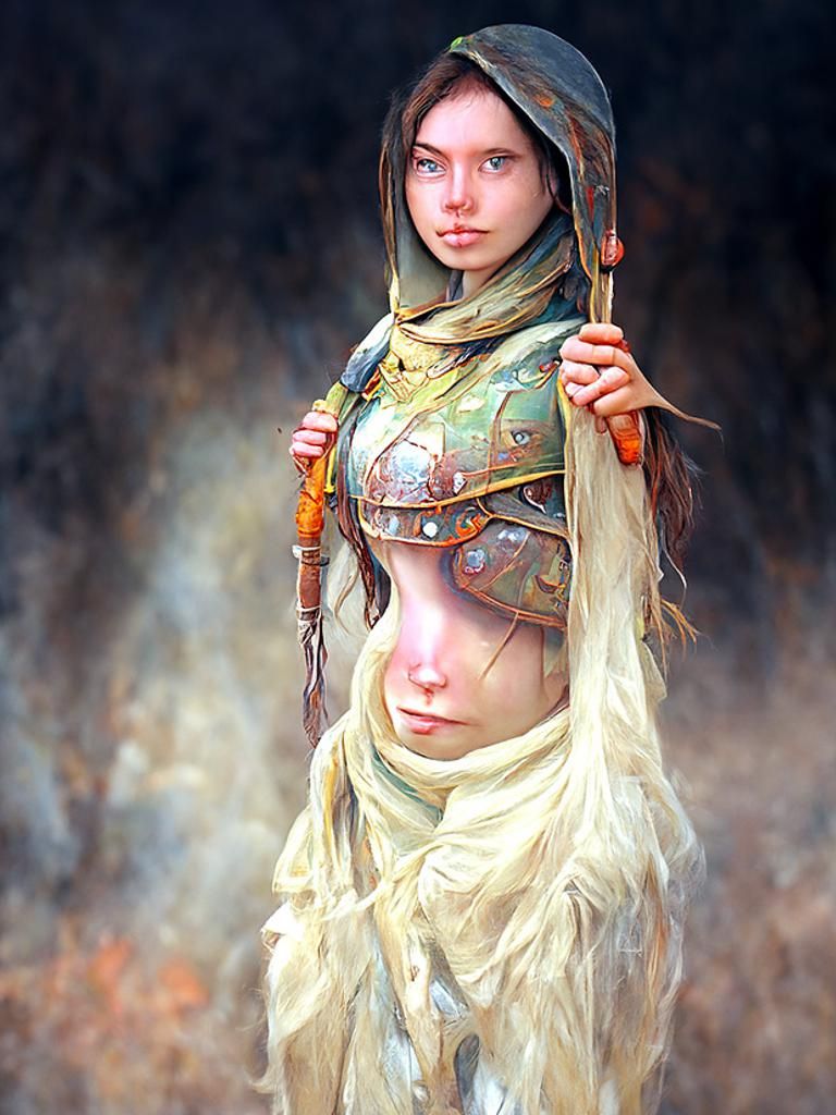 Beautiful Warrior Woman Portrait in Fantasy Digital Art
