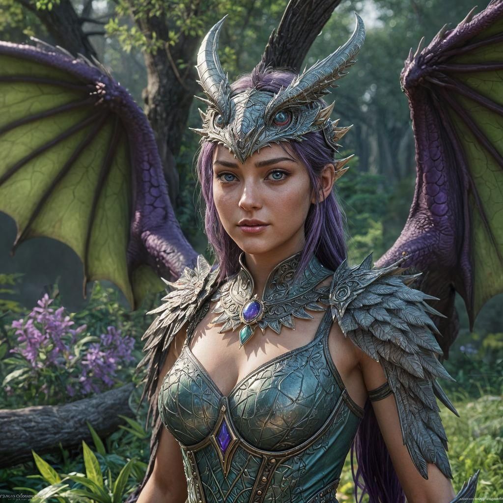 Hipster Dragon Queen with Iridescent Wings