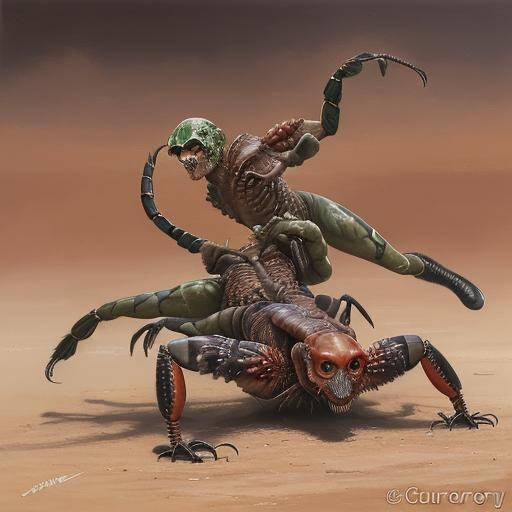Scorpions Clash in Oil Painting