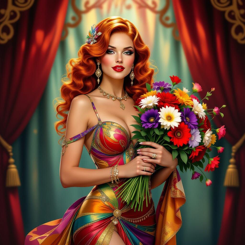 Cabaret Dancer in Art Deco Style