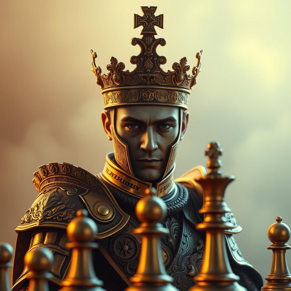 Chess Kingdom Monarch in Hyperdetailed Charcoal Drawing