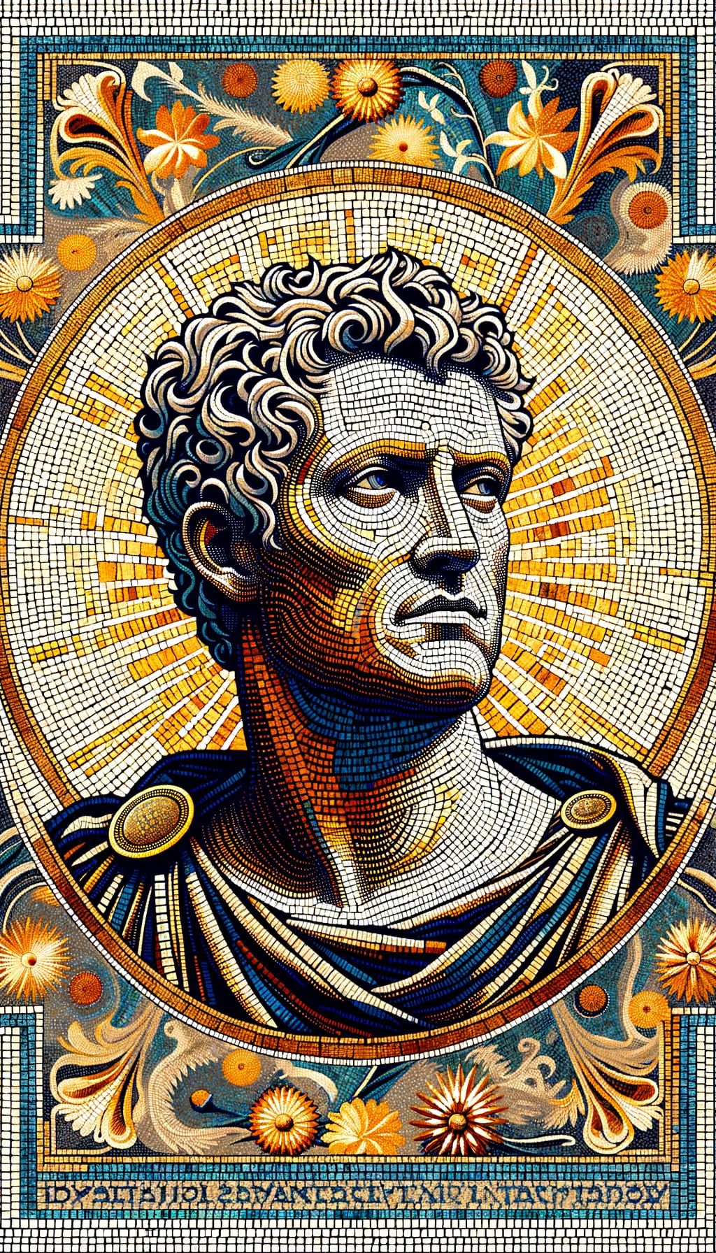 Roman Leader in Ukiyo-e Mosaic Style
