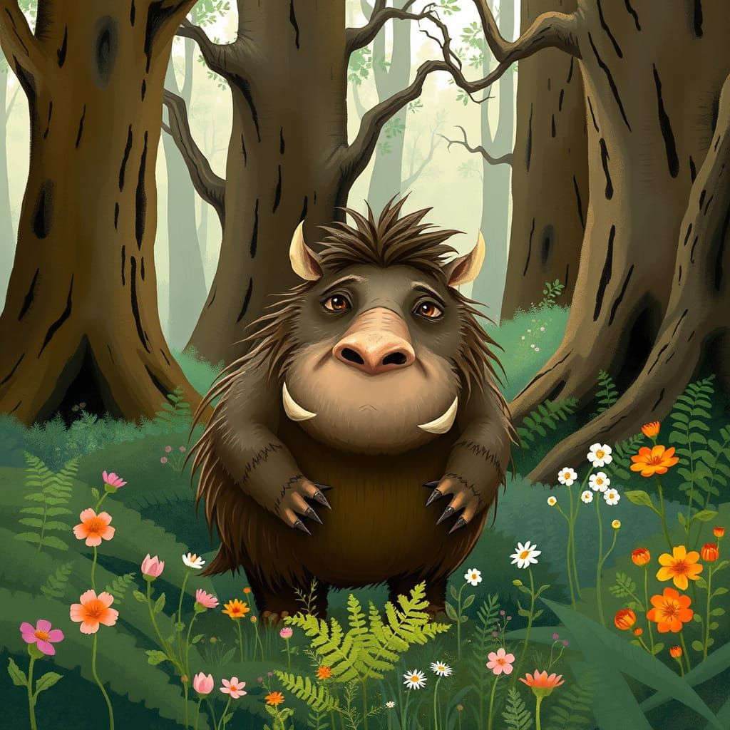 Majestic Gruffalo in a Whimsical Forest Scene