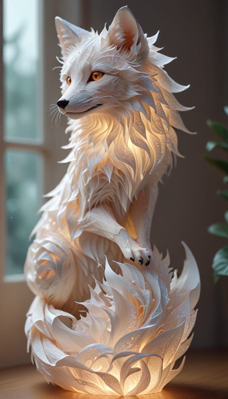 Serene Winter Spirit Unfolds from Origami Paper in Hyper-Rea...