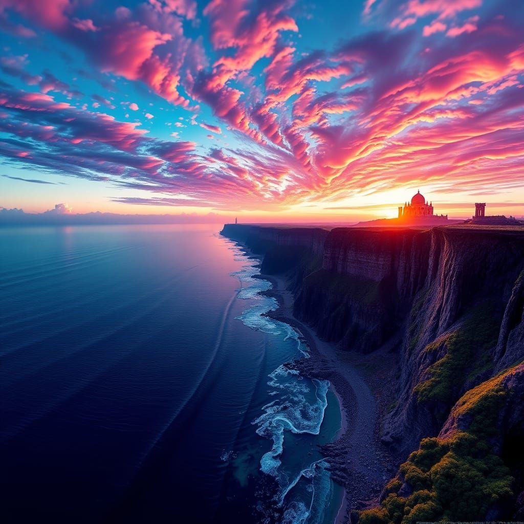 Fractal coastline Sunset