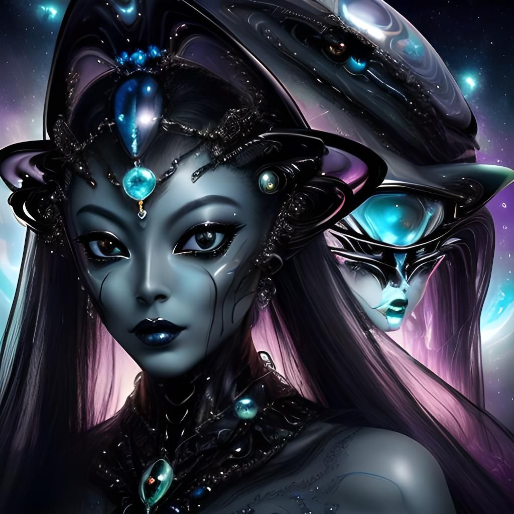 Surreal Alien Woman in Venetian Mask