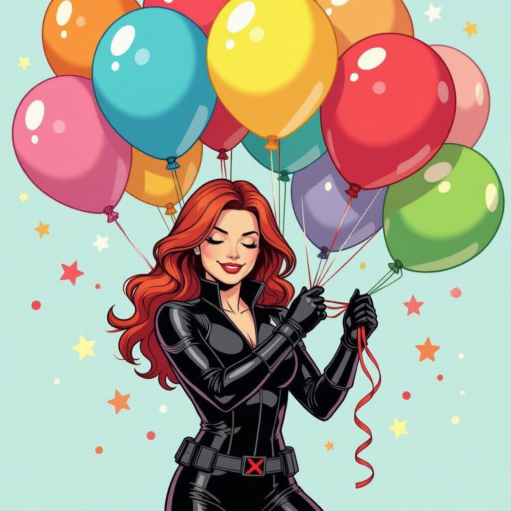 Black Widow's Birthday: A Vibrant Comic Illustration