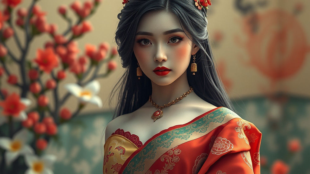 Ethereal Fantasy Portrait in Saree, Inspired by Eastern Whim...