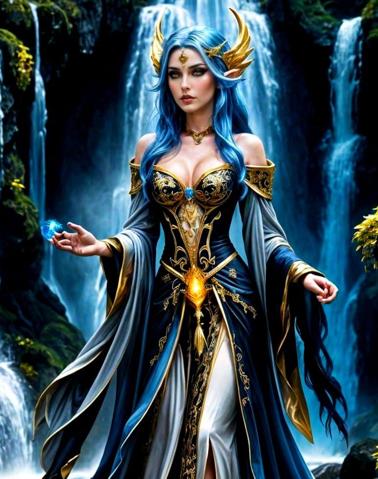 Elegant Frost Witch in Dark Fantasy Style