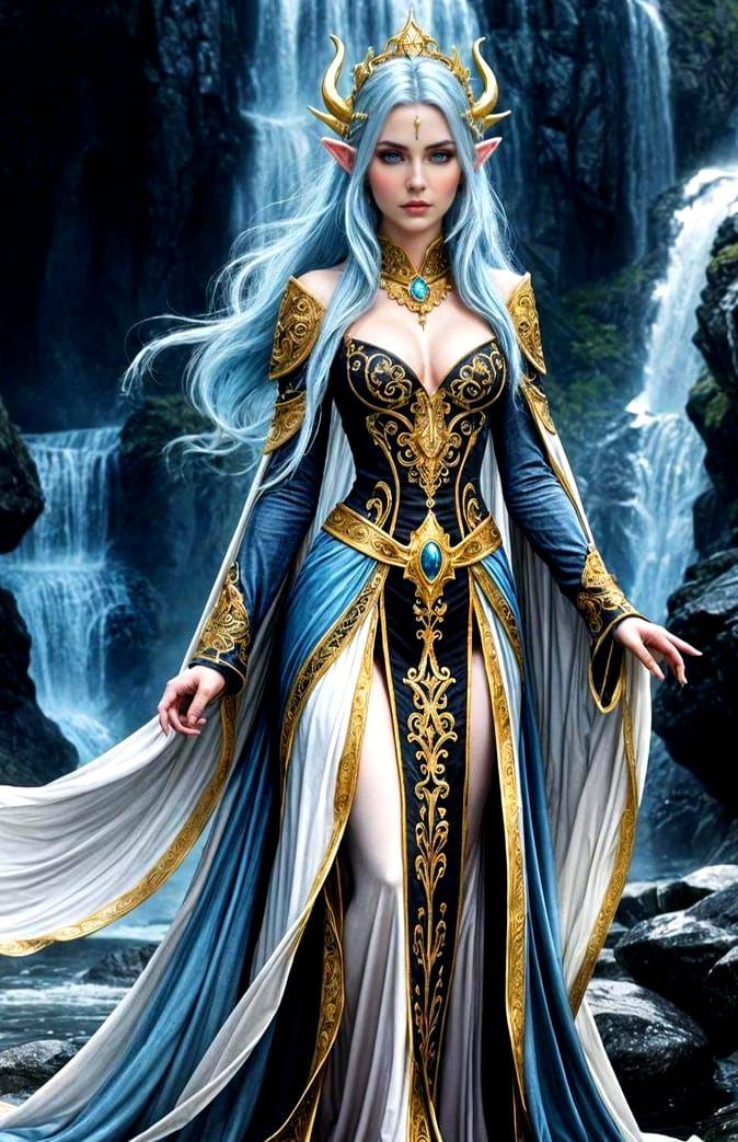 Elegant Frost Witch in Dark Fantasy Style