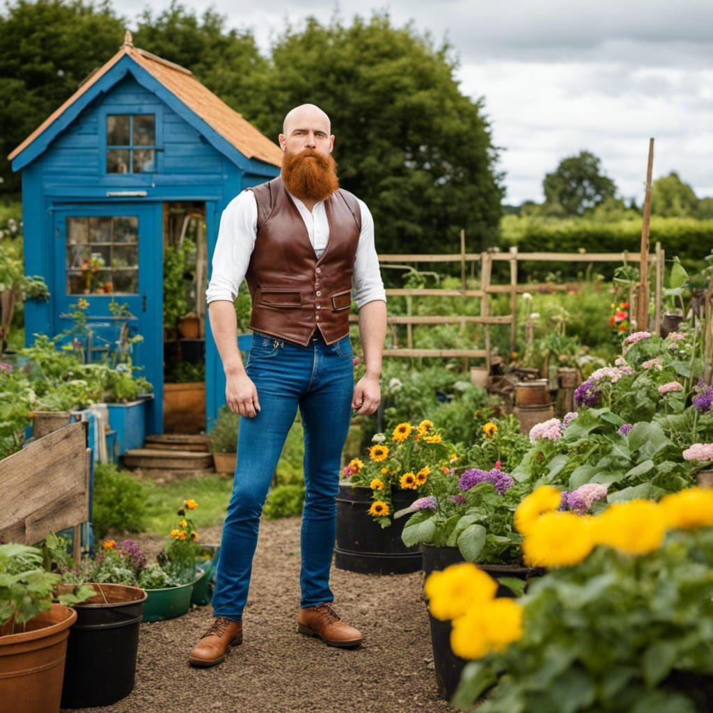 Handsome bald ginger man with beard