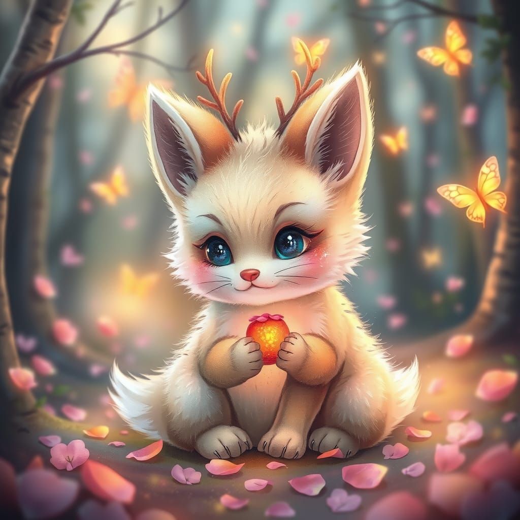 Enchanted Forest Creature with Glowing Antlers