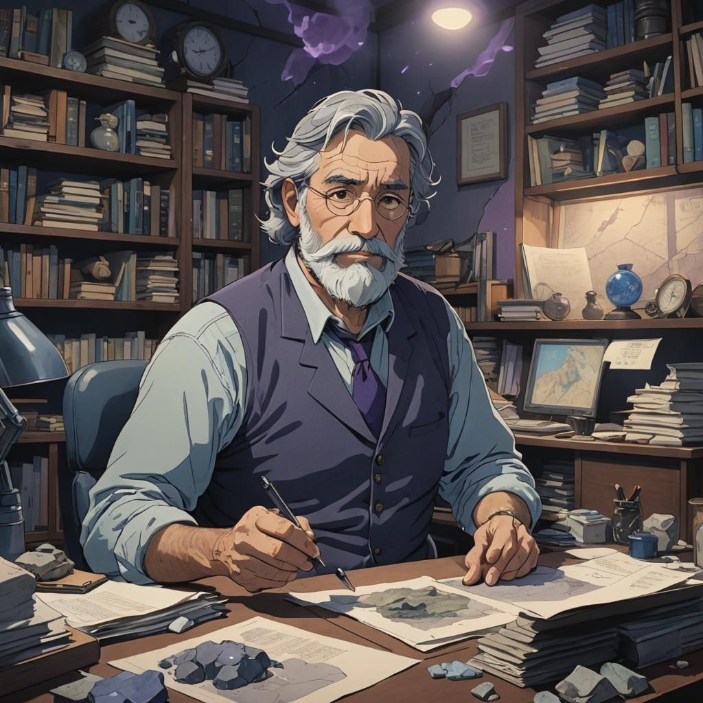 Studio Ghibli-Inspired Geologist Lost in Thought at End of D...