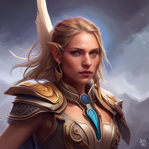 Warrior Angel Portrait in Hyperdetailed Digital Art