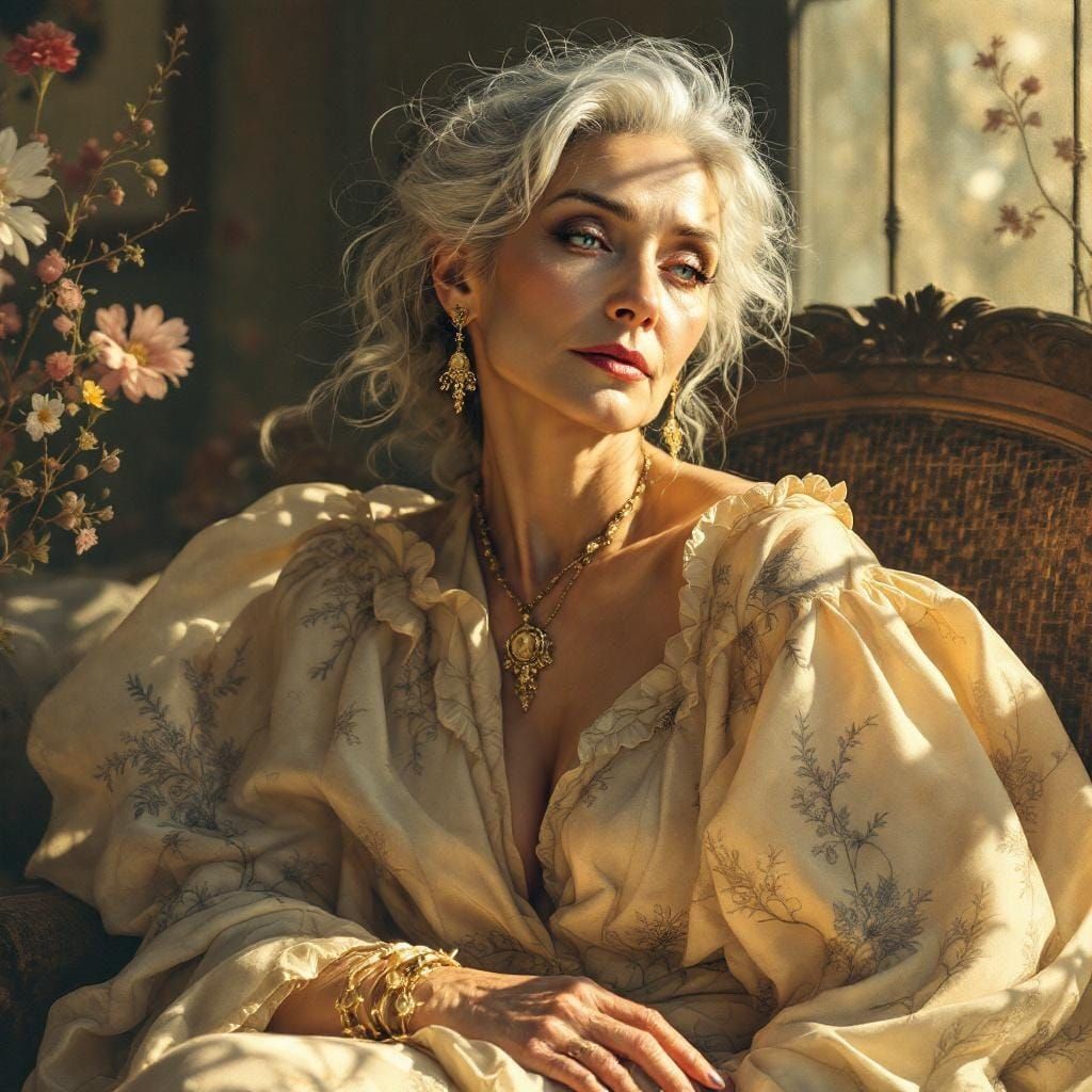 Elegant Woman Portrait in Art Nouveau Style