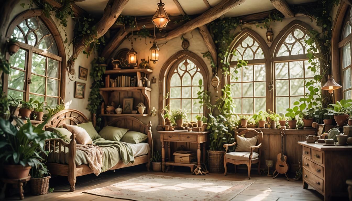 Warm Elf House Bedroom in Whimsical Style