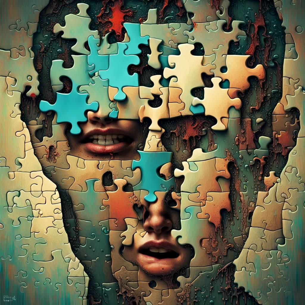 Fragmented Face: A Surreal Digital Collage