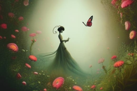 Golden hour in the flower garden