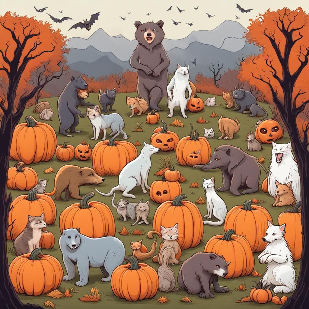 Ghouls and Goblins in a Spooky Pumpkin Patch