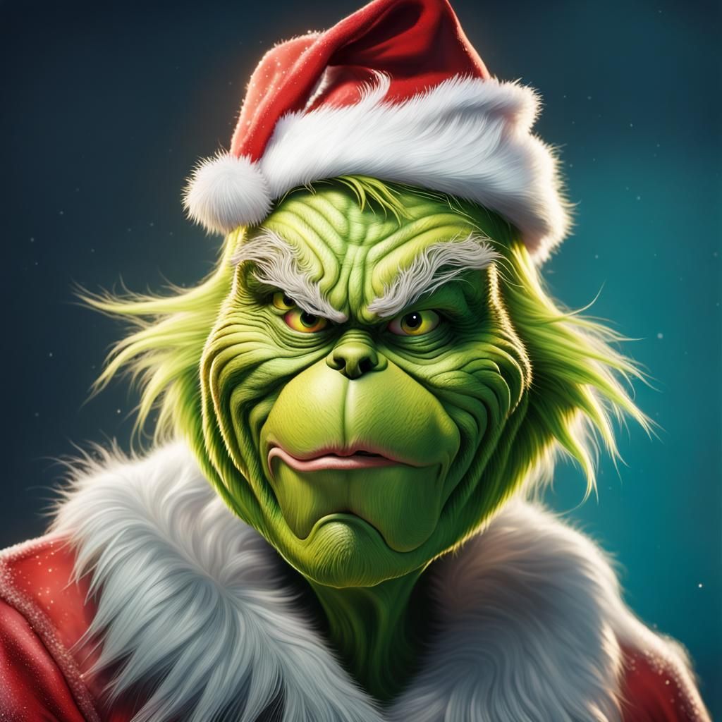 The Grinch as Scary Santa: Hyperrealistic Art