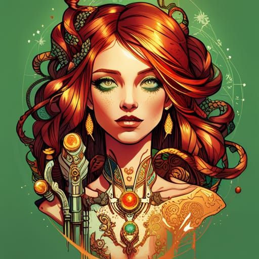 Steampunk Cyborg Princess in Digital Painting Style