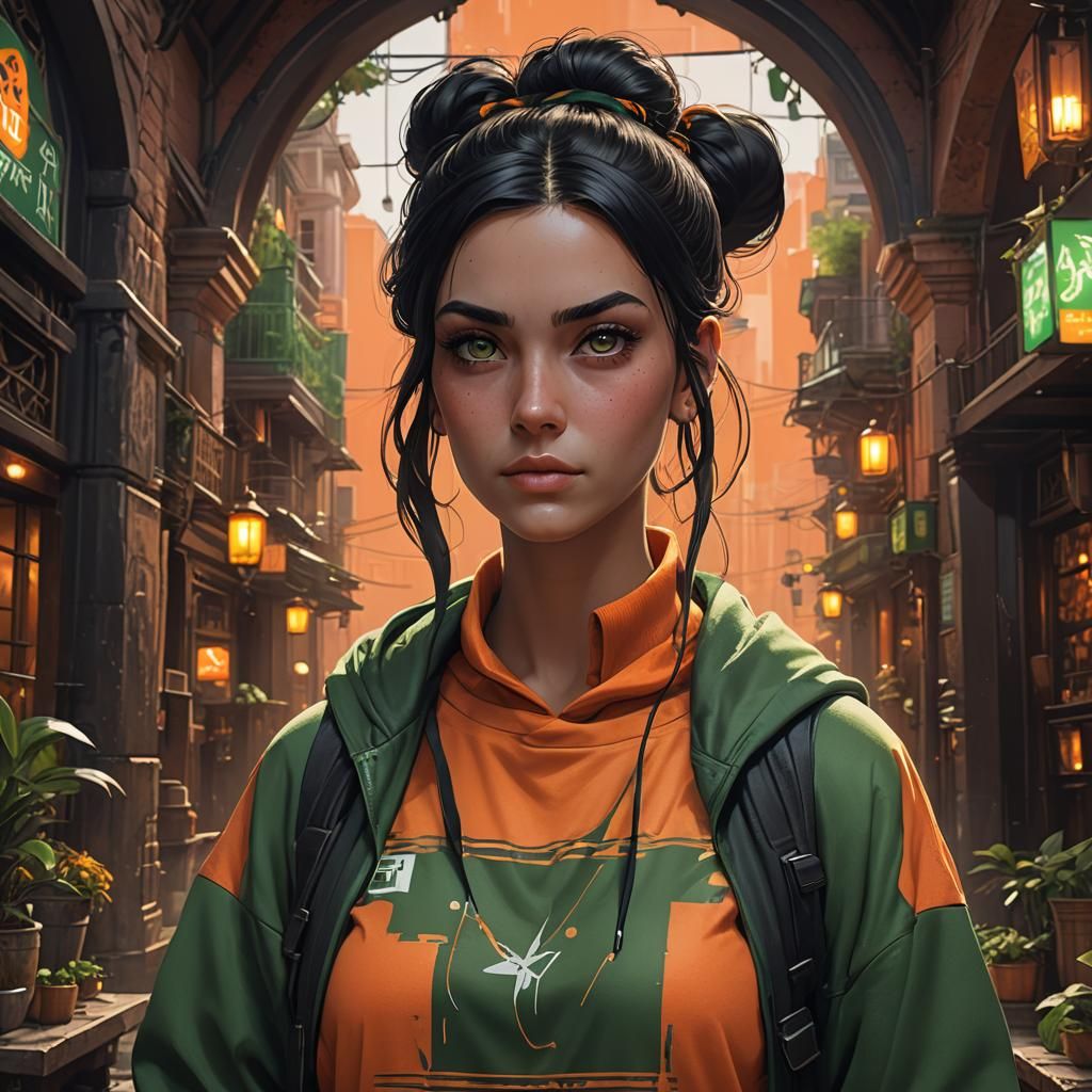 Fantasy Portrait of a Girl with Black Hair