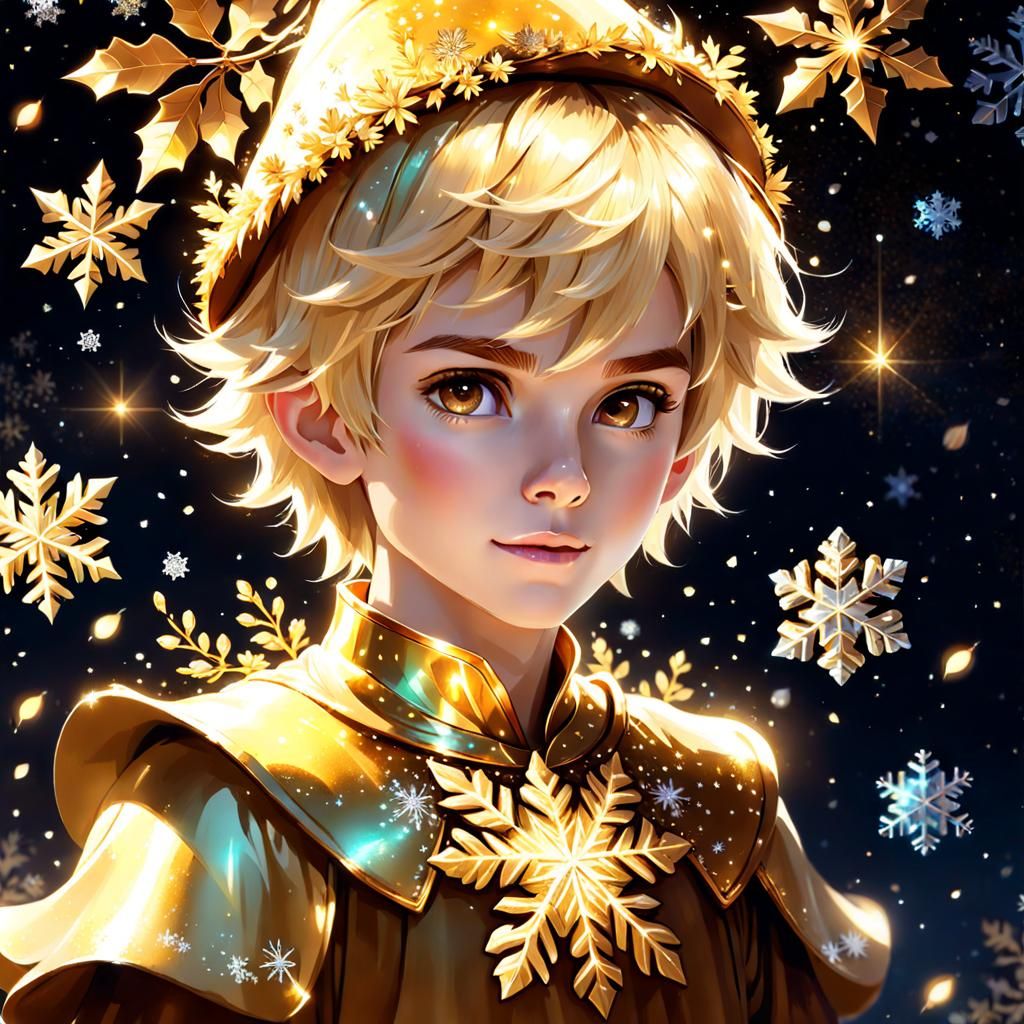 Glowing Pixie-Dust Boy in Magical Flower Garden
