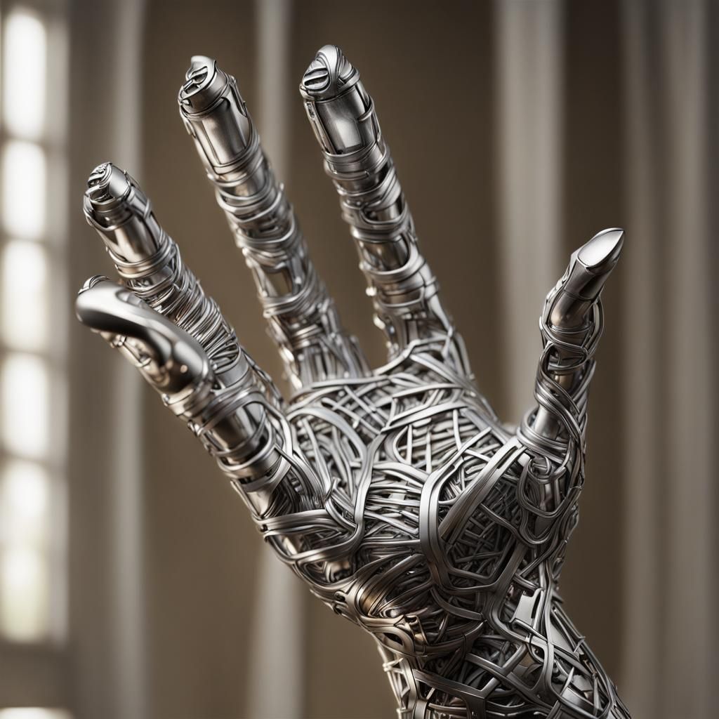 Detailed Metal Palm Concept Art in 8K