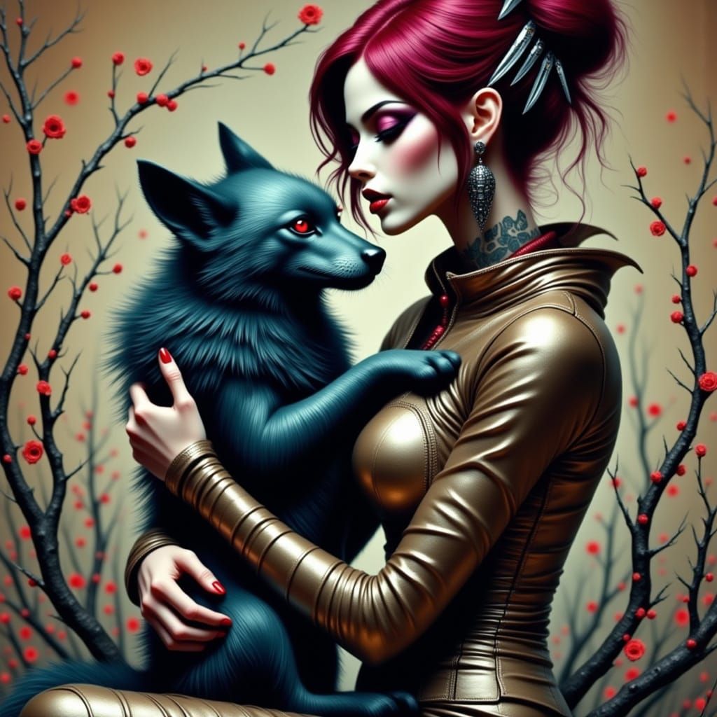 Queen of Hearts in Cyberpunk Gothic Armor