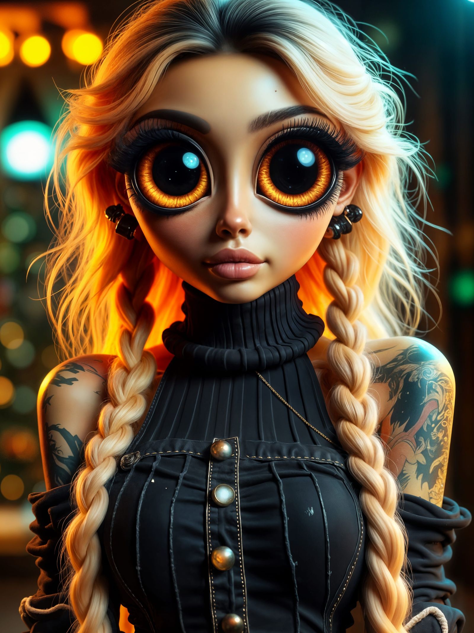 Whimsical Christmas Elf Girl in Punky Attire at the North Po...