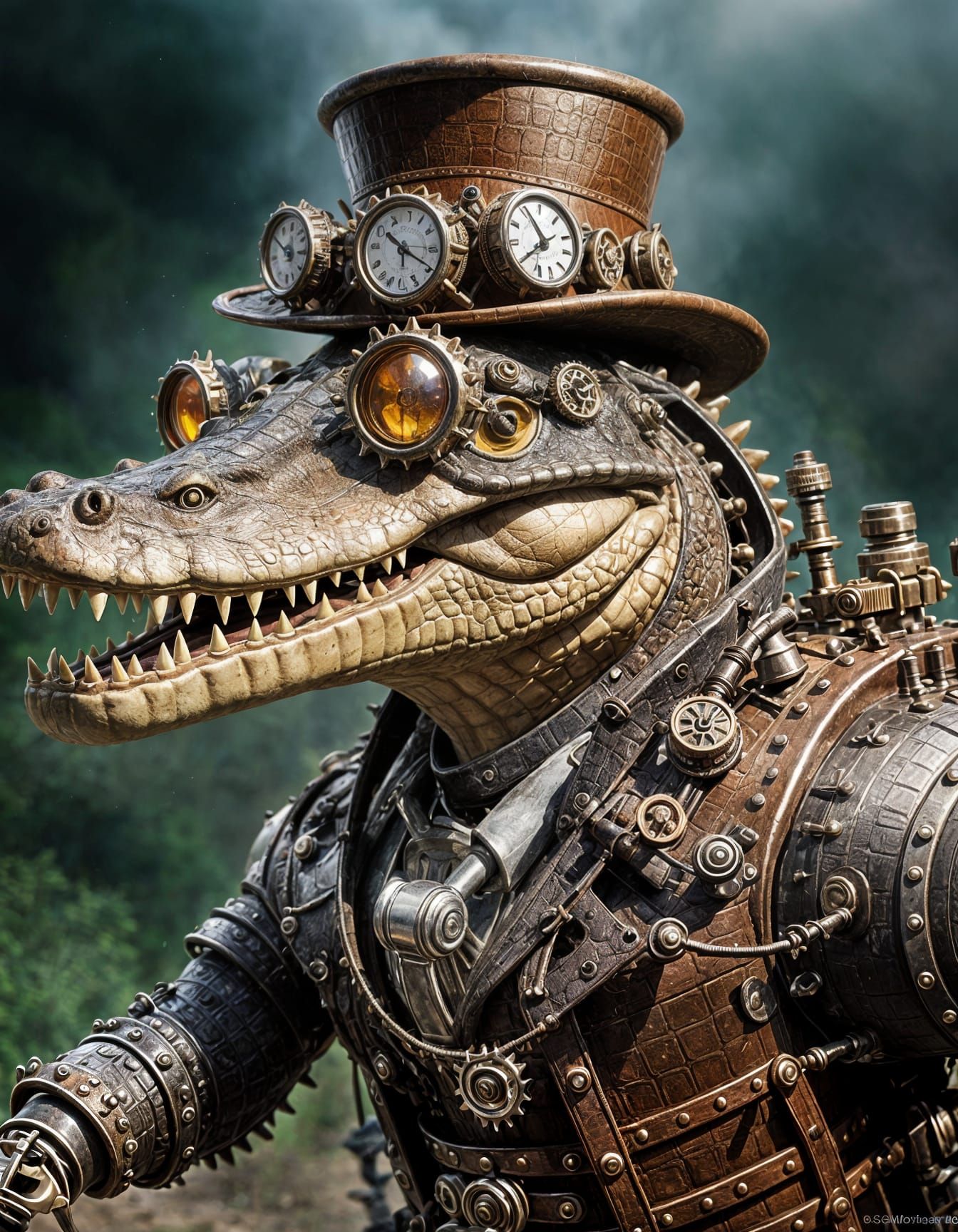 Steampunk crocodile