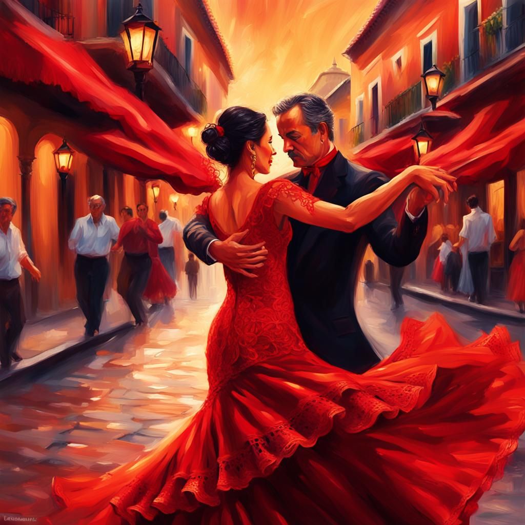Flamenco Dancer in Spanish Street: Digital Art