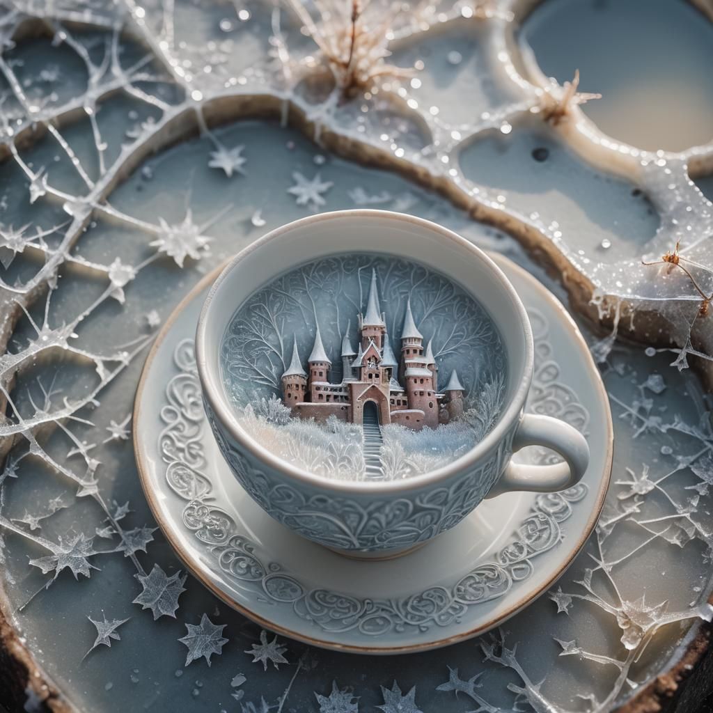 Frozen Fortress on China Cup Macro Photography