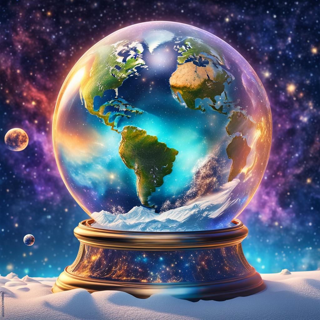 Earth in Snowglobe: Holographic Cosmic Illustration